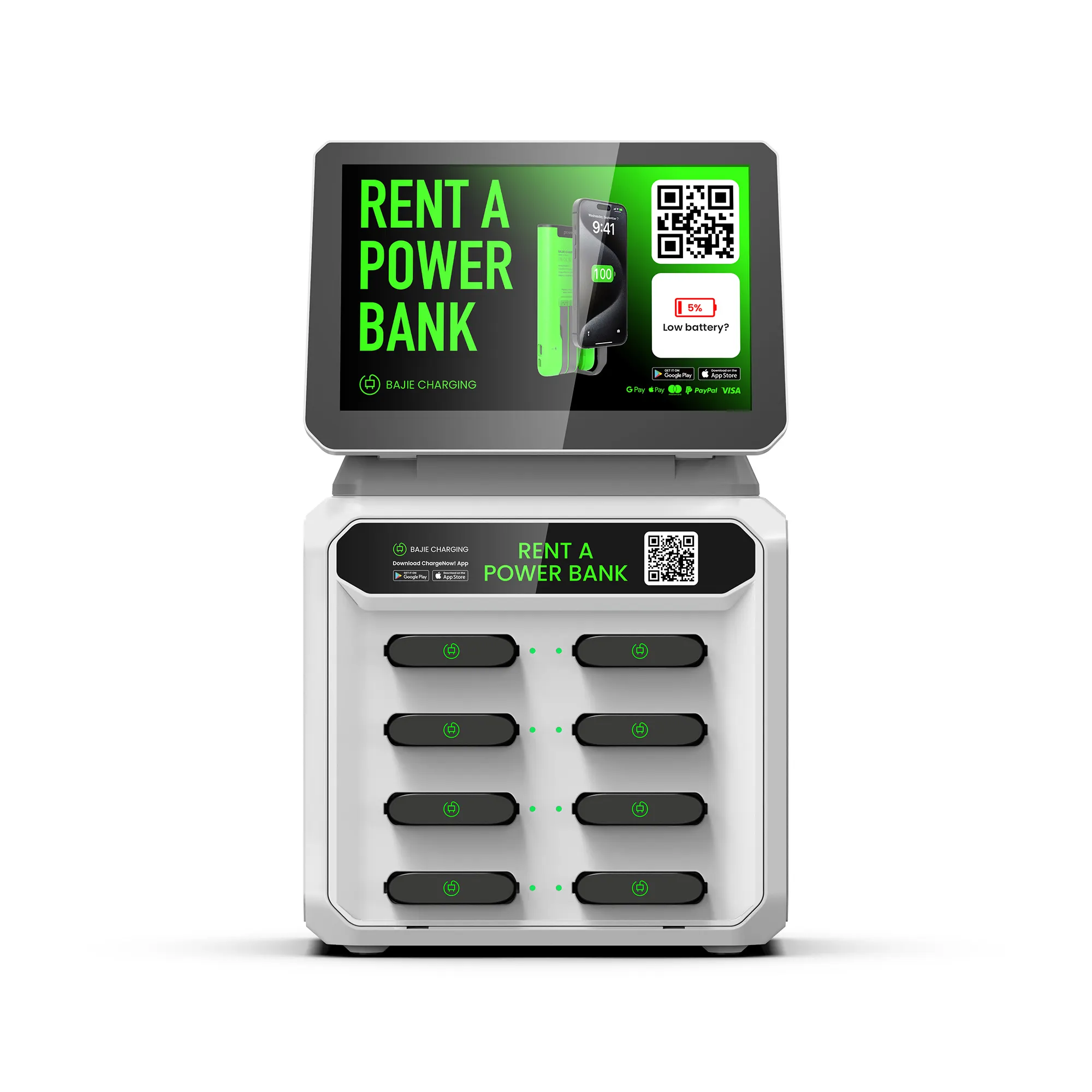 Trending products 2023 new arrivals 8 slots rental charge bank station with screen cellphone charging station kiosk