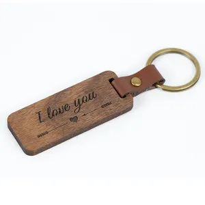 Porte-clés Porte-clé en bois et métal avec Logo personnalisé, accessoire en bois vierge, vente en gros