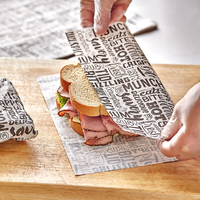 Feuilles de papier alimentaire imprimées sur mesure style journal, format découpé sur mesure, emballage pour sandwichs et charcuteries avec logo personnalisé, vente en gros