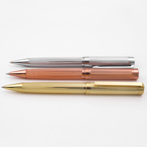 Stylo bille professionnel en métal rose doré de luxe avec logo de marque gravé, personnalisable - Product Image 3