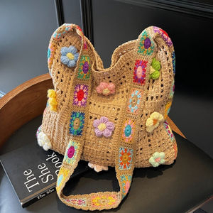 Women Boho <strong>Crochet</strong> Tote <strong>Bag</strong> Floral Knitted <strong>Shopper</strong> Large Capacity Summer Beach Handbag Woven Casual Girls Shoulder <strong>Bag</strong> - Product Image 6