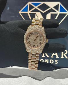 Reloj de Lujo con Moissanita Dorada, Visualización de Fecha, Diamantes Incrustados, Reloj Mecánico Automático para Hombre, Logotipo OEM - Product Image 1