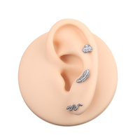 Titane Serpent/Abeille/Plume Fil Interne Labret Anneaux Stud Oreille Cartilage Tragus Helix Boucle D'oreille Piercing Femmes Bijoux 16G