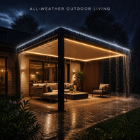 Pergola bioclimatique en aluminium motorisée avec toit à lames orientables, imperméable, revêtement poudré, pour terrasse extérieure, balcon et jardin