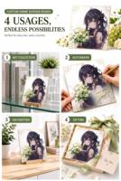 Papan Shikishi Anime Foil Pelangi Kustom dengan Bingkai Emas Holografik, Papan Seni untuk Koleksi Merchandise Penggemar