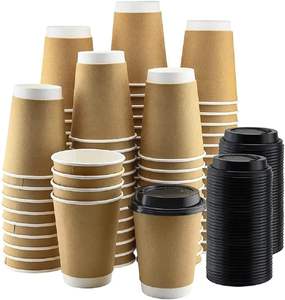 Vaso de Papel Desechable para Bebidas Calientes de 4oz a 24oz, Personalizado para Café, con Tapa y Funda - Product Image 1