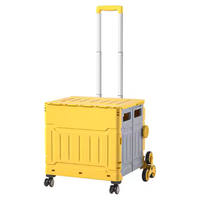 Chariot de courses pliable en plastique pour supermarché, chariot de camping pliable avec roues