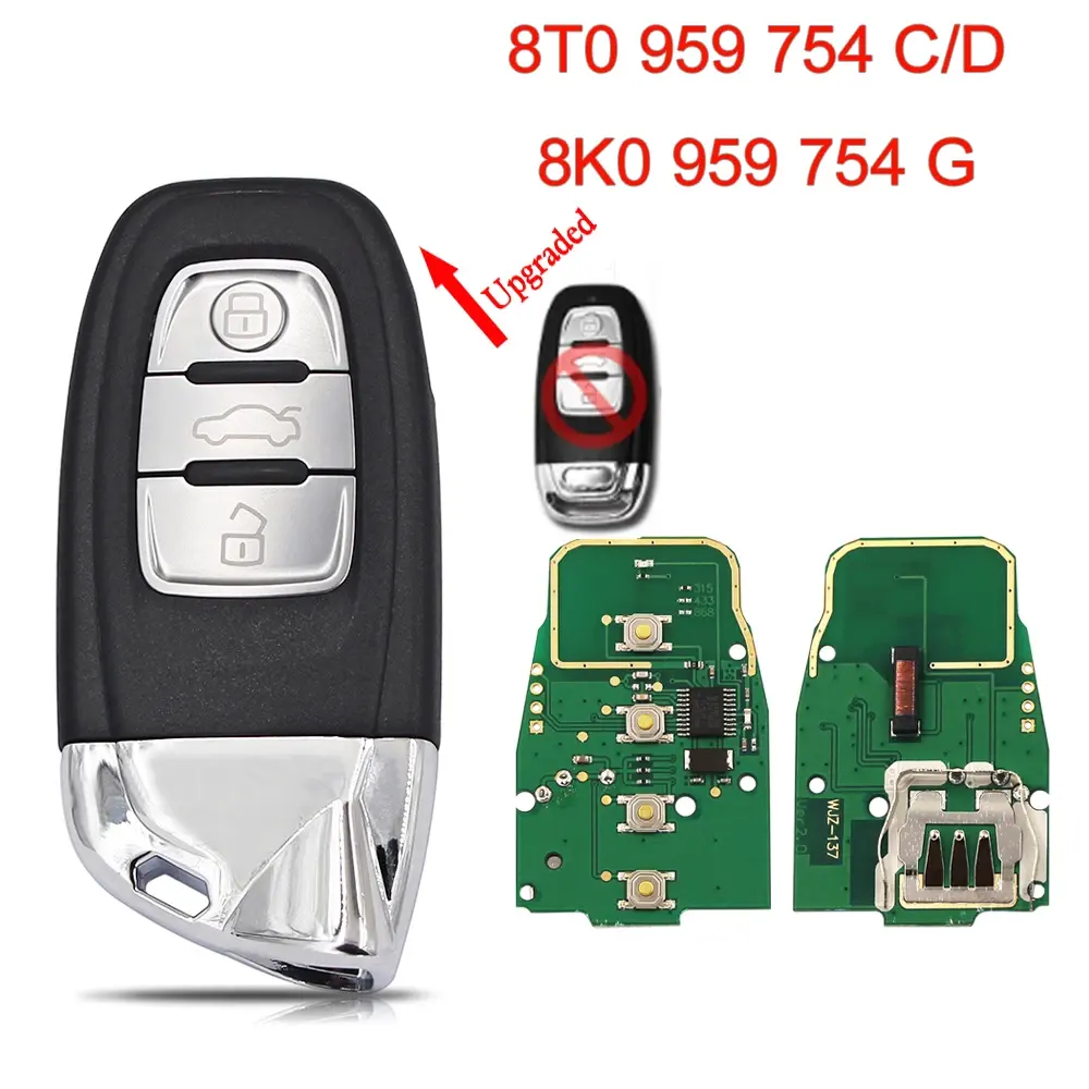 3 Buttons Luxury Modified Smart Remote Key Fob for Lamborghini Style for Audi 8T0959754C 8T0959754D 315MHz/433MHz/868mzh 4A Chip