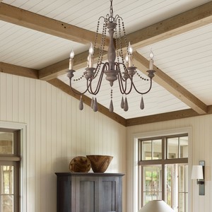 Lampadario Rustico <span class=keywords><strong>in</strong></span> <span class=keywords><strong>Legno</strong></span> Stile Country Americano e Francese, LED Dimmerabile, Luce Calda, per Sala da Pranzo, Candelabro con CRI 90 - Product Image 3