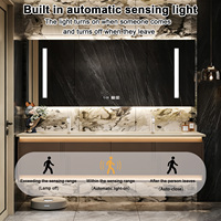 Ensemble de meubles de salle de bain modernes en bois massif OEM avec miroir LED argenté mural et égouttoir en cuivre pour chambre, salle à manger, bar à domicile, hôpital