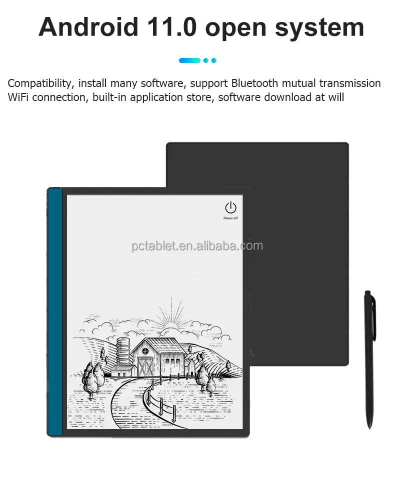 Pembaca buku elektronik layar sentuh, Tablet Notebook Eink kustom, Paperwhite PDF e-reader 10.3 "tinta layar sentuh dengan pena Stylus