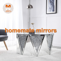Hot Beautiful Accent Table basse à miroir à facettes avec faux diamant écrasé