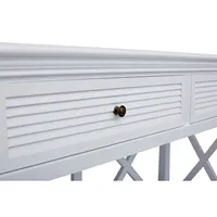 Table console blanche de ferme avec 2 tiroirs et étagère inférieure, table d'entrée à cadre en X pour salon et couloir