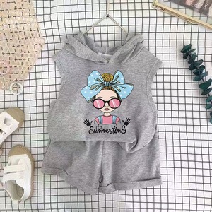 <span class=keywords><strong>Mode</strong></span> coton enfants dessin animé imprimé gilet Shorts deux pièces ensemble bébé été 12 ans enfants vêtements - Product Image 4
