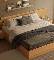 Cama Baja de Madera Estilo Tatami Nórdico para Apartamento y Dormitorio, Cama de Madera para Habitación Estándar de Hotel, Camas Modernas y Sencillas con Almacenamiento a Nivel de Suelo