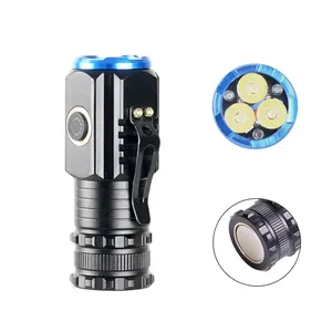 3*P35 Mini Led Flashlight With Clip 16340 battery Red Light Flashlight Led Torch Rechargeable Flashlight With Magnet
