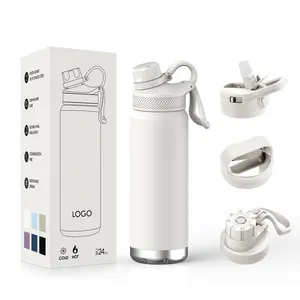 Bouteille en acier inoxydable de 24oz bouteille d'eau thermos gobelet avec poignée bouteilles d'eau isolées flacon d'eau