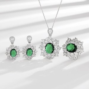 Acme Bộ sưu tập trang sức ngọc lục bảo rạng rỡ sang trọng sang trọng quyến rũ lung linh màu xanh ngọc lục bảo - Product Image 2