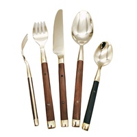 Nouveaux couverts en bakélite forgés noirs avec 3 poignées rivetées couteau à steak en acier inoxydable fourchette cuillère vaisselle ensemble de couverts en cuivre