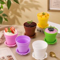 Pot à gâteau créatif en plastique, pot à fleurs, coupe à dessert avec couvercle en dôme, coupe à mousse, coupe à glace, récipient de cuisson DIY pour la décoration de fête