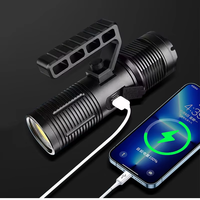 Linterna Táctica COB con Zoom, Láser Blanco, Recargable Tipo C, con Banco de Energía, Pantalla Digital, 11 Modos, de Aluminio, para Búsqueda y Rescate