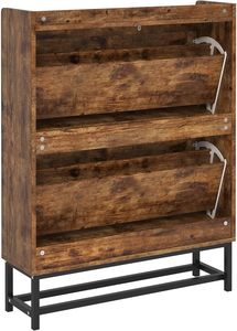 Mueble Zapatero con 2 Cajones Abatibles, Zapatero Moderno para Entrada o Pasillo, Armario Práctico para Almacenamiento de Calzado, Marrón Rústico - Product Image 5