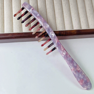 Fashion Tortoise Shell Cellulose Acetate Tooth <b>Comb</b> Vintage Printing for Straight/Curly Hair Anti-static Large Acetic Acid <b>Wide</b> - Product Image 5