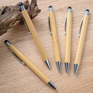 Promotional Advertising Cheap Custom Logo Durable UV Printed 4-Color Touch Active Stylus Bamboo Wooden Ballpoint <b>Pen</b> - Product Image 6