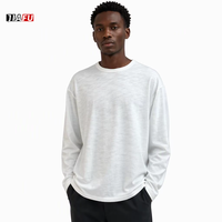 T-shirts pour hommes en coton uni à manches longues de haute qualité, tissu léger, finition délavée vintage, coupe ample, vente en gros