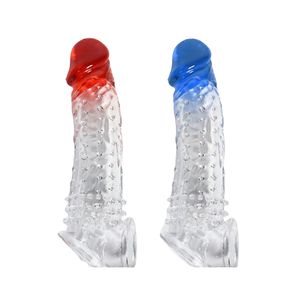 Juguetes eróticos para adultos con dientes de lobo, condón de pene suave con características de engrosamiento y alargamiento, especial para masturbación femenina - Product Image 1