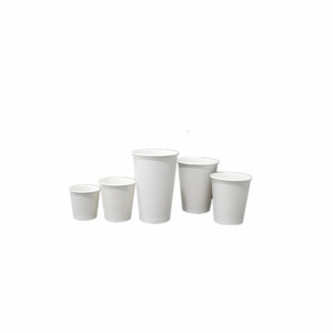 Tasse de boisson de café de papier laminé par PE de papier <span class=keywords><strong>blanc</strong></span> de stock bon marché autour de 7oz - Product Image 1