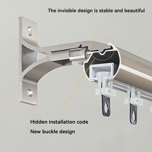 Traverse hiện đại máy sản xuất tùy chỉnh kim loại recessed Roman <span class=keywords><strong>Curtain</strong></span> Rod Hợp kim nhôm với góc cho phòng khách trang trí - Product Image 3