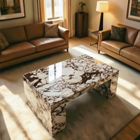 Table basse de luxe en marbre Calcutta Viola, table basse rectangulaire moderne en marbre pour salon de villa, table basse en pierre