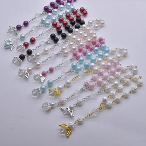 Bracelet chapelet en perles d'eau douce avec croix dorée, bijou religieux unisexe pour cérémonie - Product Image 5