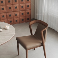 Chaise en bois massif style Wabi Sabi avec assise en tissu et cuir, pour restaurant, maison, salle à manger, chaises en bois de noyer