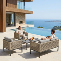 Kommerzielles Zeitgenössisches Aluminium-Garten-Lounge-Set Wasserbeständiges Olefin Tiefsitz-Seilsofa für die Terrasse