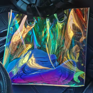 ถุงผ้าพีวีซีสีรุ้งแบบโฮโลแกรมพร้อมที่จับไนล่อนแข็งแรงสีสำหรับกลางแจ้ง - Product Image 2