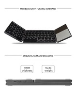 Keyboard Nirkabel Fleksibel Isi Ulang Mini Portabel Lipat Keyboard BT 5.0 Touchpad untuk Tablet Ponsel