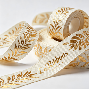 Cinta de Grosgrain Personalizada con Impresión en Lámina Dorada de 2 Pulgadas con Cinta de Poliéster OEKO‑TEX para Envoltura de Regalos - Product Image 4