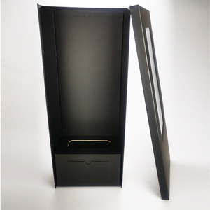 Boîtes cadeaux pliantes en carton noir portables en gros – Emballage papier tendance pour fleurs et autres articles avec impression en relief - Product Image 3