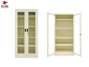 Modern Office Glass-Frame Metal Filing <b>Cabinet</b> with Glass Doors for School Supermarket Basement Dining Use - Product Image 3
