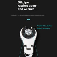 Clé à cliquet double usage robuste EXPLOIT 72 dents, à tête fixe, à fourche, pour écrous évasés, métrique, pour tubes flexibles, en acier au chrome-vanadium