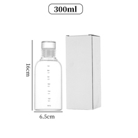 Bouteille d'eau réutilisable en verre borosilicate transparent de 300 ml/500 ml/750 ml/1000 ml, avec bouchons à bouton-poussoir, compatible lave-vaisselle, design moderne