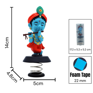 Dhyana Bansidhar - Ídolo de Krishna Azul para el Tablero del Coche y el Templo del Hogar, Flauta Decorativa Kanha, Pieza Decorativa de Funspring Plastics - Product Image 3