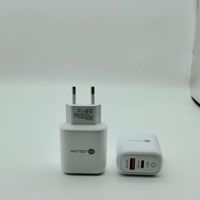 Adaptateur de chargeur rapide USB-C double port PD 20W certifié CE FCC ROHS pour téléphone portable, appareil photo et appareils électriques