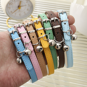 Venta caliente 16 colores Durable PU Ajustable Mascota hebilla de metal Perros Campana Collar para mascotas - Product Image 5