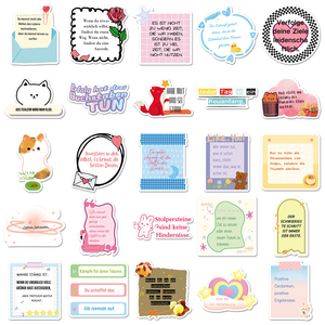 50 Stuks Fabriek-Direct Hoge Kwaliteit Cartoon Tekst Versierd Duitse Inspirerende Stickers Voor <span class=keywords><strong>Laptop</strong></span> & Telefoon Hoesjes - Product Image 3