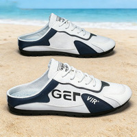Mules en maille respirantes pour hommes, demi-chaussures décontractées à enfiler, style color block, idéales pour l'été et la plage