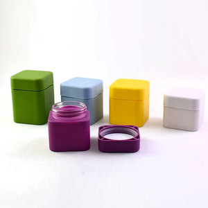 3.5 Gram 7gram Plastic Cap Lid Custom Painted Glass Jar <b>Clear</b> Yellow Black White Matt Neck Straight Side Child Resistant Bottle - Product Image 2