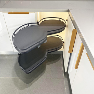 Hot Sale High Quality Stainless Steel Kitchen <b>Basket</b> Organizer Modern Design Wall-Mounted Pull-Out Style Grey 2 Shelves - Product Image 1